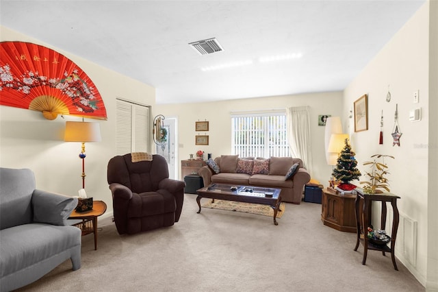 living room featuring carpet flooring