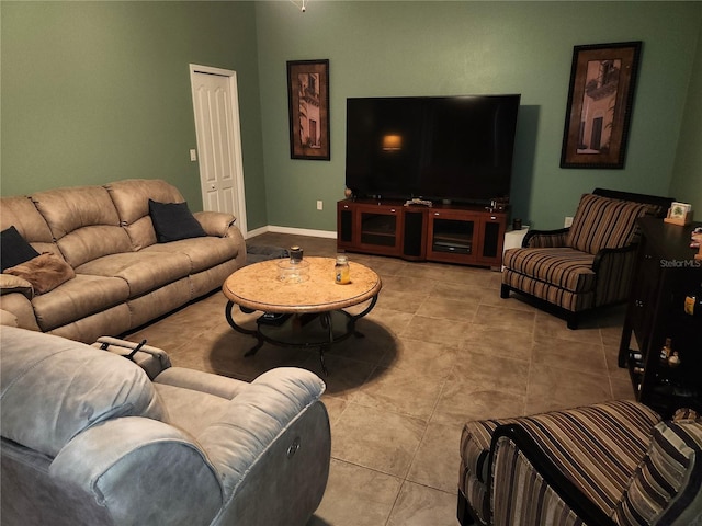 view of tiled living room