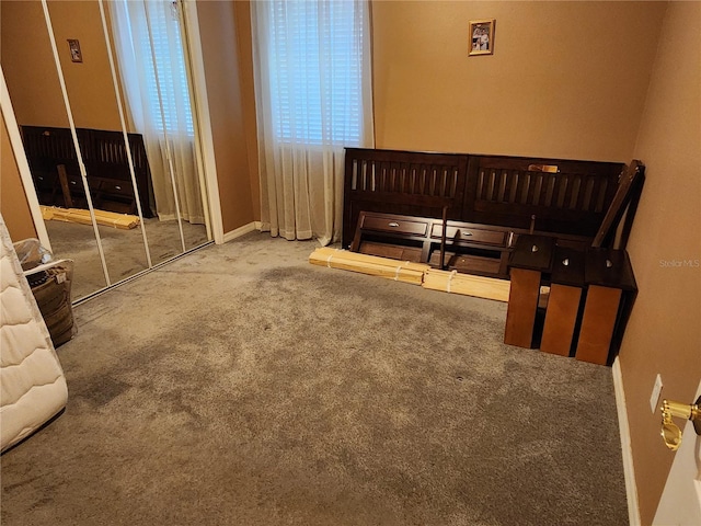 carpeted bedroom featuring a closet