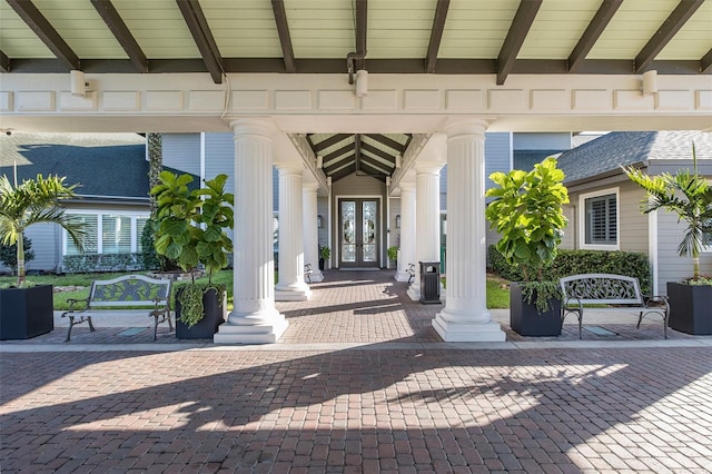 entrance to property with a patio and french doors