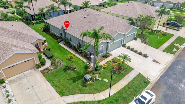 aerial view with a residential view