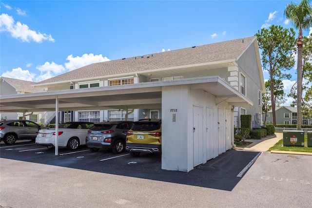 view of covered parking lot