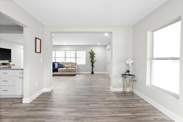 hall featuring light hardwood / wood-style floors