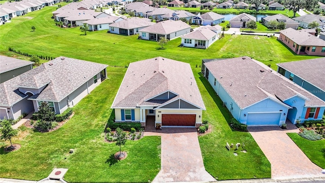drone / aerial view with a residential view