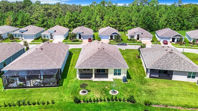bird's eye view with a residential view
