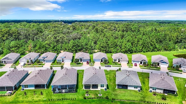 bird's eye view with a residential view and a view of trees