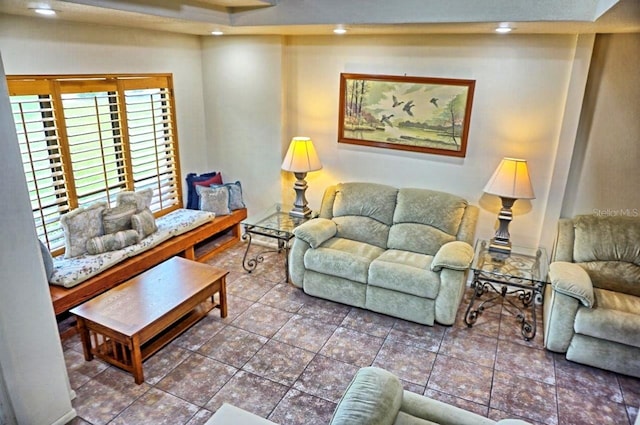 view of tiled living room