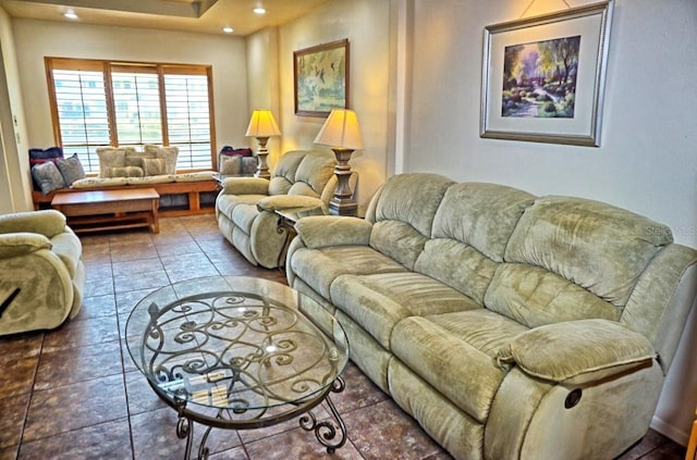 view of tiled living room