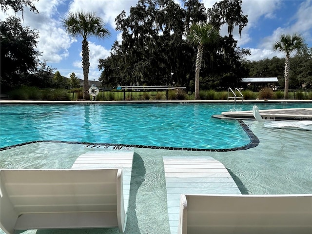 community pool with fence