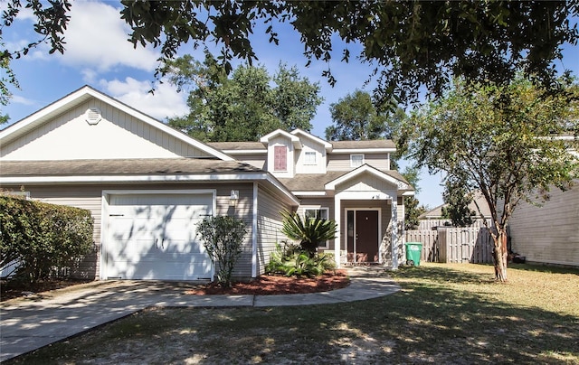 view of front of house with a garage