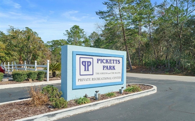 view of community sign