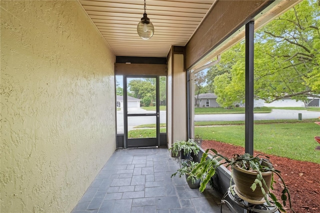 view of unfurnished sunroom