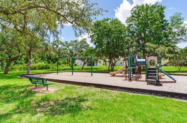 community playground with a lawn