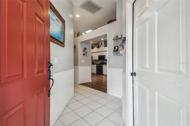 interior space with light hardwood / wood-style floors