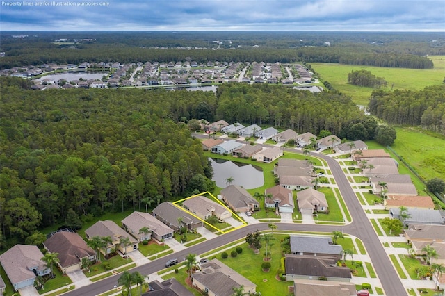 birds eye view of property with a residential view