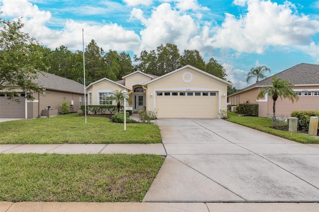 ranch-style home with a front yard