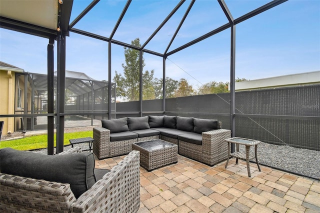 view of patio / terrace with a lanai and an outdoor hangout area