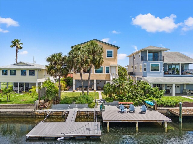 dock area featuring a water view