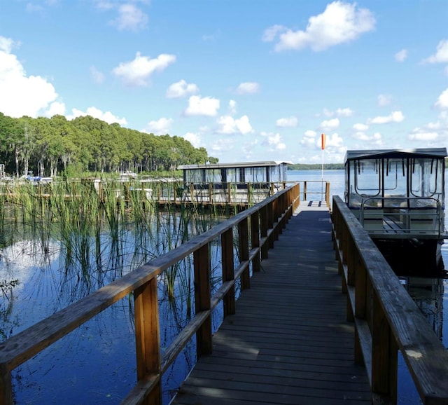 view of dock featuring a water view