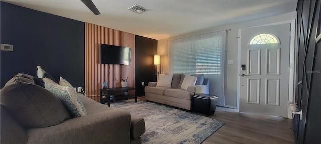 living room featuring hardwood / wood-style flooring