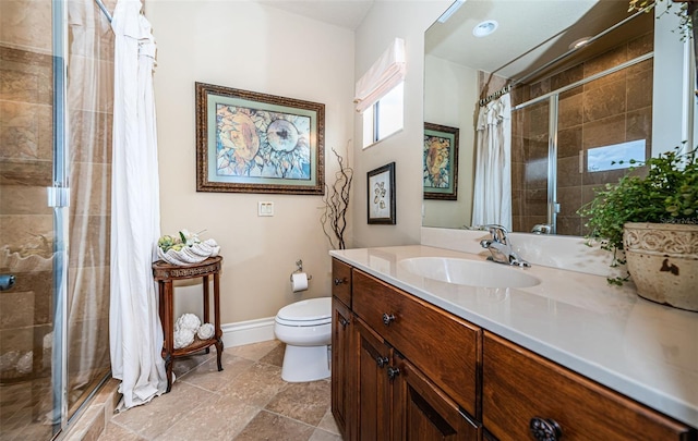 9943 Milano Dr, Trinity, FL 34655 - full bath featuring baseboards, toilet, a stall shower, and vanity