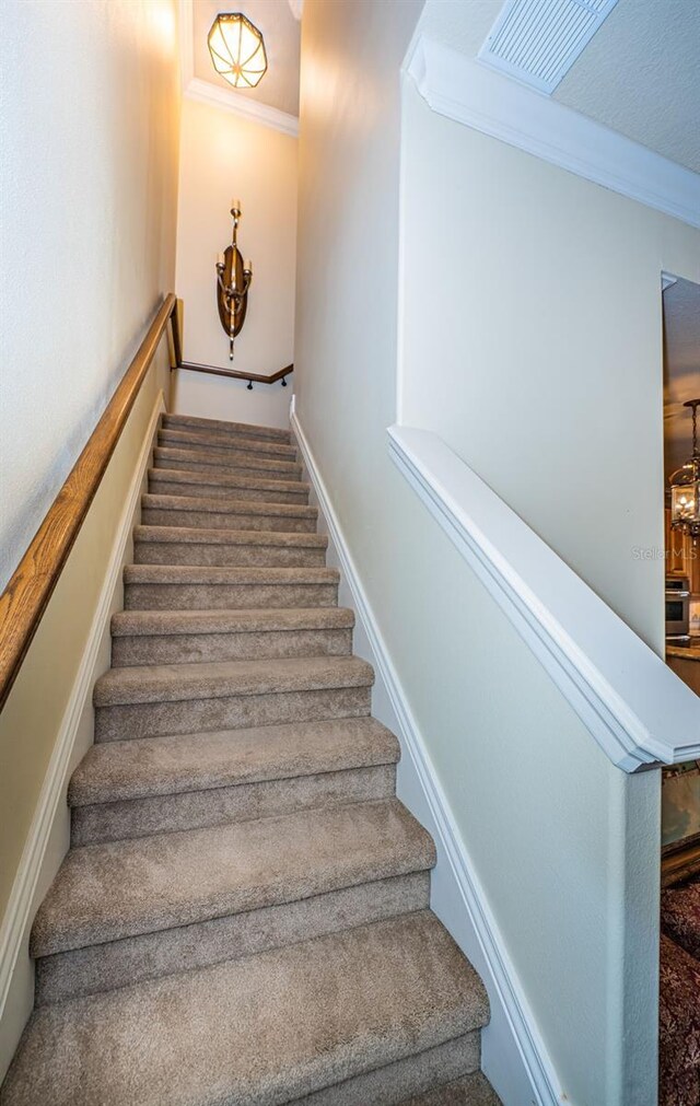 9943 Milano Dr, Trinity, FL 34655 - staircase with crown molding