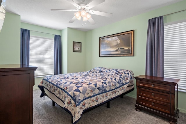 bedroom with carpet and ceiling fan