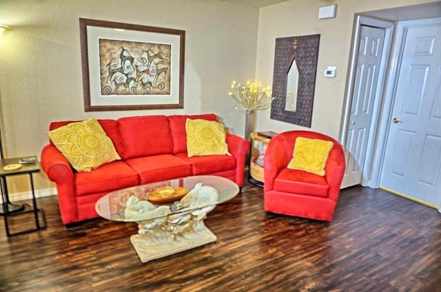 living room featuring dark hardwood / wood-style floors