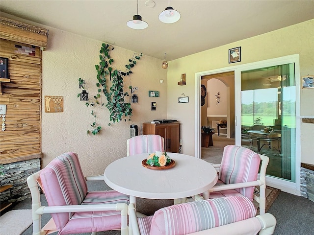 view of carpeted dining space