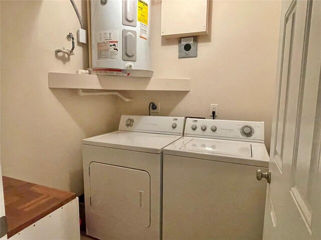 washroom featuring separate washer and dryer and electric water heater