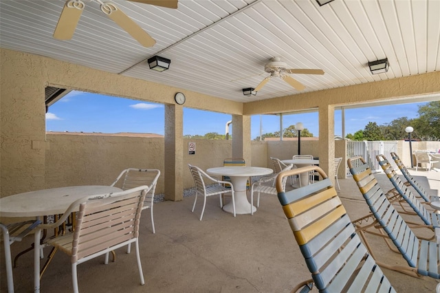 view of patio with ceiling fan