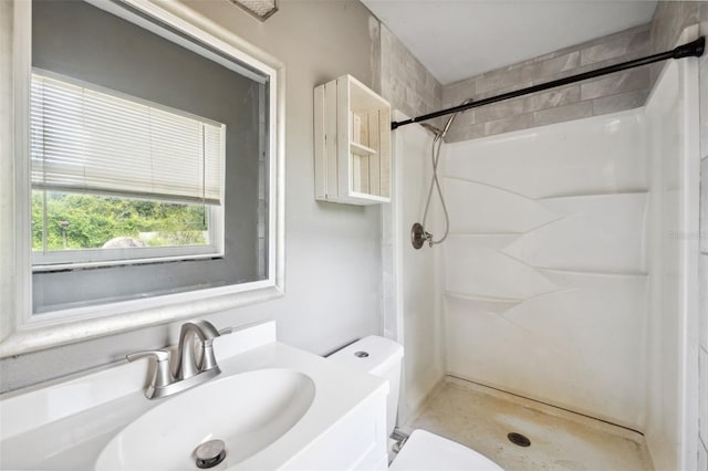 365 S Snapp Ave, Inverness, FL 34453 - bathroom featuring a stall shower, vanity, and toilet