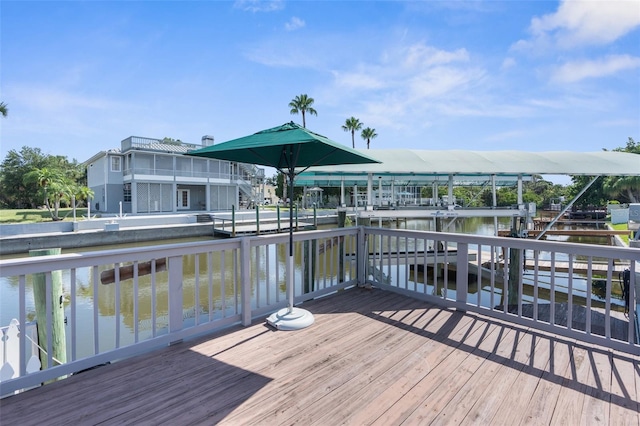 dock area featuring a water view