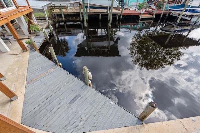 view of dock featuring a water view