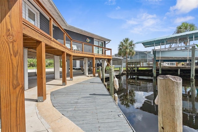 view of dock featuring a water view