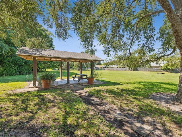 view of yard with a gazebo