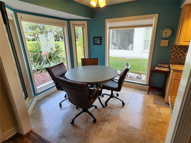 view of tiled dining space