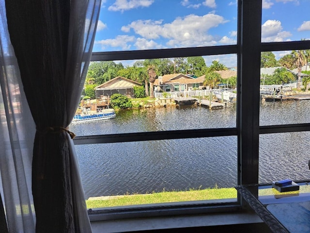 view of water feature featuring a boat dock