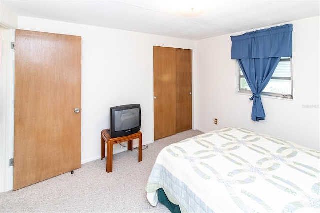 carpeted bedroom with a closet