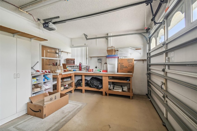 garage with a garage door opener