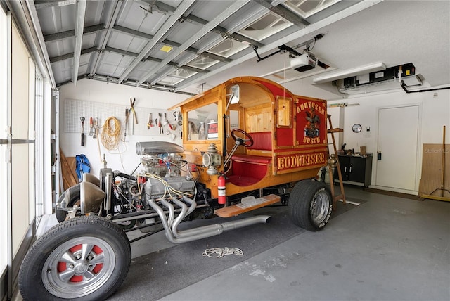 garage with a garage door opener