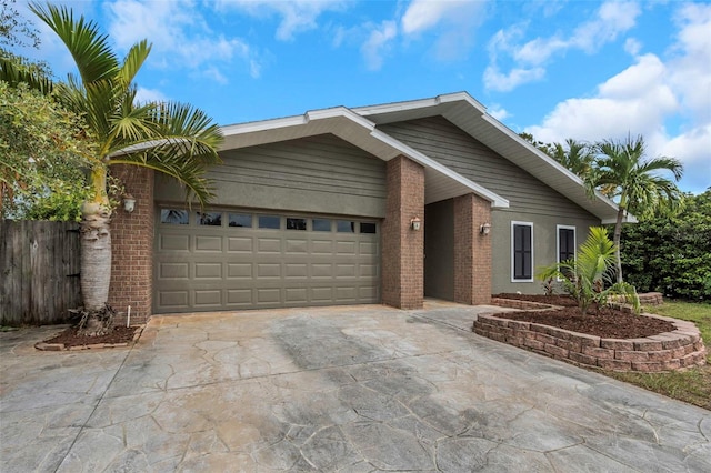 single story home with a garage