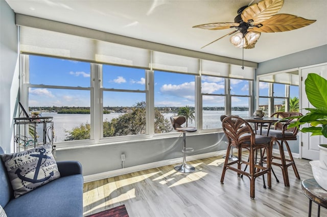 1847 Shore Dr S Unit 614, South Pasadena, FL 33707 - sunroom with wood finished floors and a water view
