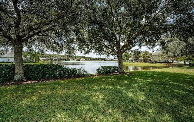 view of yard featuring a water view