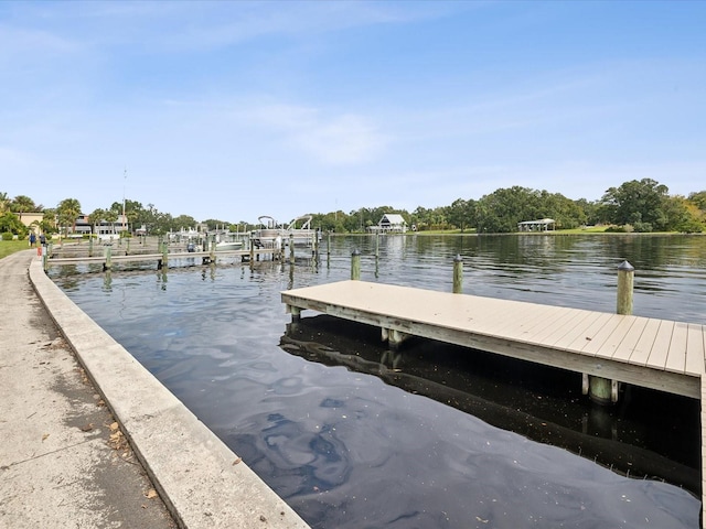 view of dock featuring a water view