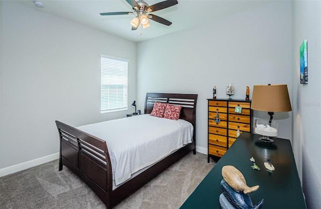 bedroom with carpet flooring and ceiling fan