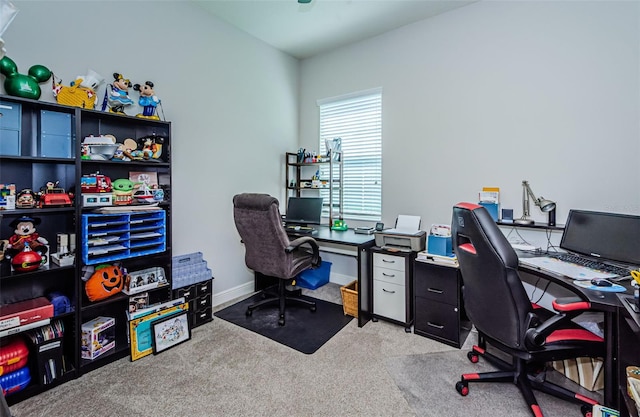 view of carpeted office space