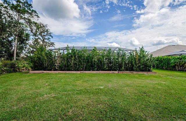 view of yard featuring a lanai