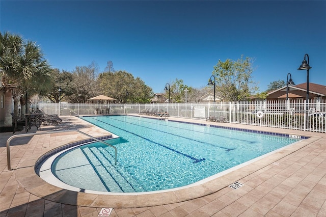 view of pool featuring a patio