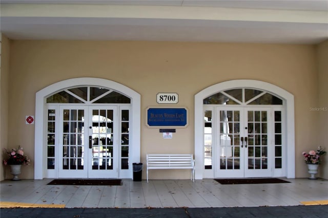 view of exterior entry with french doors